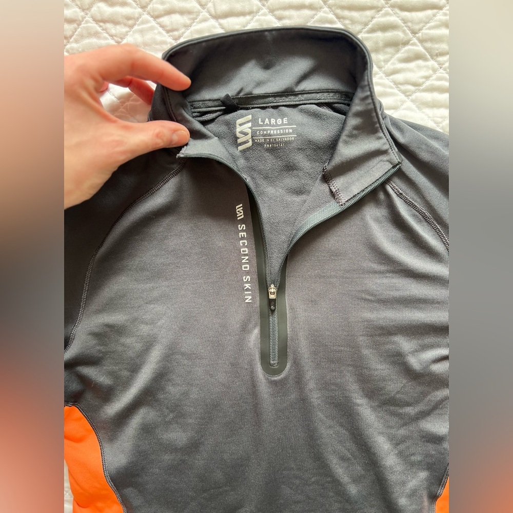 Second Skin compression Gray and Orange workout T… - image 3